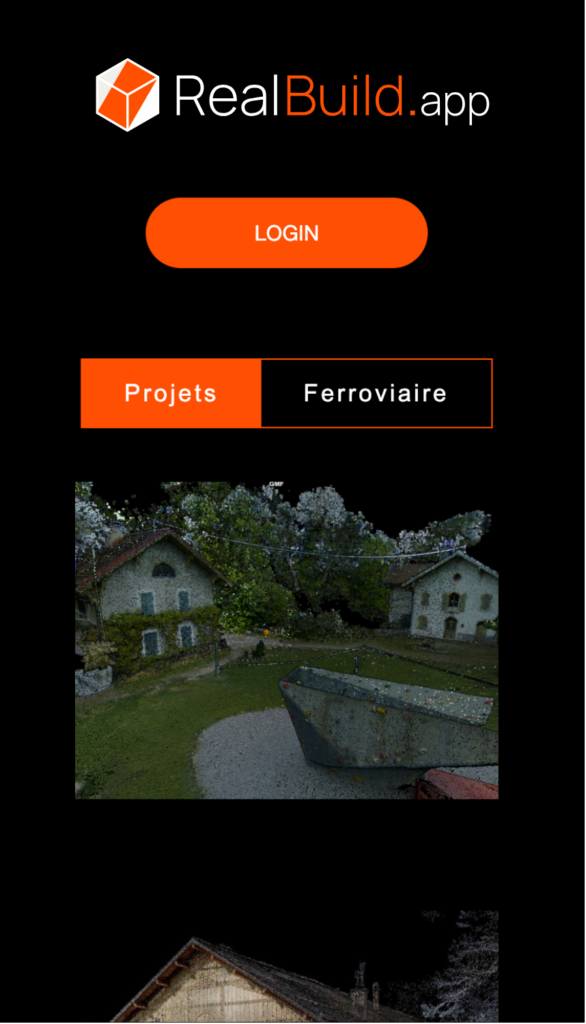 Bâtiment visualisé en nuage de points dans Realbuild.app